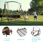 Hanging Iron Porch Swing Outdoor Patio Furniture Chair w/Armrests, Mounting Chains