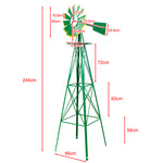 8ft Windmill Backyard, Ornamental, Yard, Weather Resistant Outdoor Garden Decor, Weather Vane