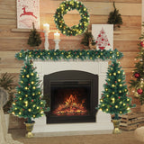 4 Pieces Christmas Decoration Set with Garland Wreath and 2 Entrance Trees