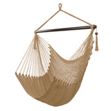 Caribbean Large Hammock Chair Swing Seat Hanging Chair with Tassels Tan light blue