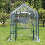 56" W x 56" D x 76" H, Walk in Outdoor Plant Gardening Greenhouse 2 Tiers 8 Shelves, Anchors Included