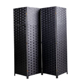 4-Panel Room Divider, Folding Privacy Screen, Double Hinged, Freestanding Room Separator, Black