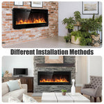 50 Inch Recessed Electric Insert Wall Mounted Fireplace with Adjustable Brightness