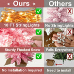 2ft Tabletop Artificial Mini Christmas Tree, Flocked Snow; Ornaments, Home & Office