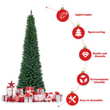 PVC Artificial Slim Pencil National Christmas Tree with Metal Stand