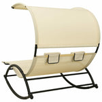 Rocking Double Sun Lounger with Canopy Textilene Cream