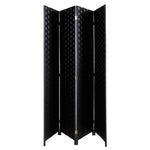 4-Panel Room Divider, Folding Privacy Screen, Double Hinged, Freestanding Room Separator, Black