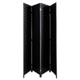 4-Panel Room Divider, Folding Privacy Screen, Double Hinged, Freestanding Room Separator, Black