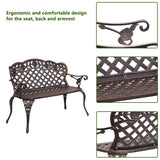 42.5 inch Outdoor Cast Aluminum metal Leisure Rose Couple iron Bench