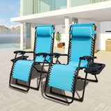 Zero Gravity Patio Folding Reclining Lounge Chairs Outdoor Foldable sidetable Porch Poolside, Set of 2