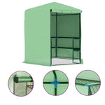 Hexagon Greenhouse with Shelves Steel 89.4"x87.8"