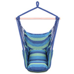 Hammock swing chair Cotton Canvas Rope SwingChair with Pillows Blue stripe