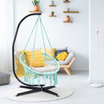 Comfortable And Safe Hanging Hammock Chair With Handwoven Macrame Cotton Backrest