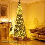 PVC Artificial Slim Pencil National Christmas Tree with Metal Stand