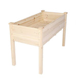 Raised Garden Bed Wood Patio Elevated Planter Box Kit with Stand Outdoor Backyard (Natural)