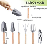 9 PCS Garden Tools Set Ergonomic Wooden Handle Sturdy Stool, Detachable Tool Kit , multi-use Gardening