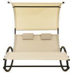 Rocking Double Sun Lounger with Canopy Textilene Cream