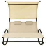 Rocking Double Sun Lounger with Canopy Textilene Cream