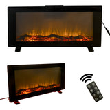 42 Inches Wall-Mounted Electronic Fireplace,10 Colors Backlight, CSA Certification, Black