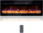 48" Electric Fireplace, Recessed & Wall Mounted, Bracket,Thin, Remote,Timer, Crystal, Adjustable Flame Color, 1500W, Black