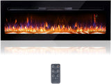 48" Electric Fireplace, Recessed & Wall Mounted, Bracket,Thin, Remote,Timer, Crystal, Adjustable Flame Color, 1500W, Black