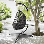 Swing Egg Chair, Stand, Indoor Outdoor Wicker Rattan Patio Basket Hanging Chair, C Type bracket ; cushion pillow;