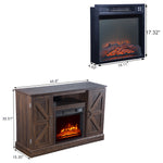 ZOKOP 47 Inch Brown Fireplace TV Cabinet 1400W Single Color/faux flame/Heating Wire/Remote Control