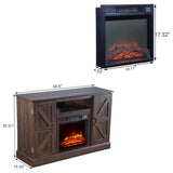 ZOKOP 47 Inch Brown Fireplace TV Cabinet 1400W Single Color/faux flame/Heating Wire/Remote Control