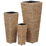 Garden Raised Beds 3 pcs Water Hyacinth Brown Boho Pot