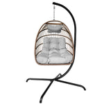 Swing Egg Chair, Stand, Indoor Outdoor Wicker Rattan Patio Basket Hanging Chair, C Type bracket ; cushion pillow;