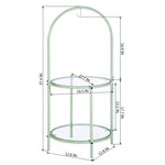 Glass Top End Table with Storage, Round Multi-Tiered Plant or Pie Stand