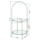 Glass Top End Table with Storage, Round Multi-Tiered Plant or Pie Stand