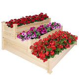 3 Tier Raised Garden Bed Kit Wooden Planter Box Heavy Duty Solid Fir Wood, 47" x 47" x 21"