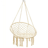 Comfortable And Safe Hanging Hammock Chair With Handwoven Macrame Cotton Backrest