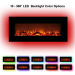 42 Inches Wall-Mounted Electronic Fireplace,10 Colors Backlight, CSA Certification, Black