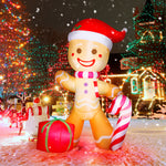 8FT Inflatable Christmas Giant Gingerbread Man; Xmas Decoration with Build-in LED;  Brown