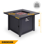 50,000 BTU Square 28 Inch/30" Outdoor Gas Firepit Table with Lava Rocks & Water-Proof Cover