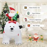 6.5 Feet Christmas Inflatable Santa Riding Polar Bear with Shaking Head LED Lights