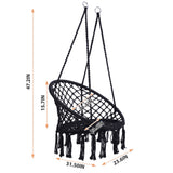 Hammock Chair Macrame Swing Max 330 Lbs Hanging Cotton Rope Chair for Indoor and Outdoor