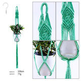 Macrame Plant Hanger with Hooks multi-Tiers Handmade Cotton Rope Hanging Planters Set Flower Pots Holder Stand Indoor Outdoor Boho Home Decor (Sea Green)