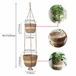 2 Tier Woven Hanging Plant Pot Seagrass Wall Hanging-Natural Stripe