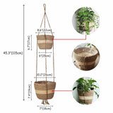 2 Tier Woven Hanging Plant Pot Seagrass Wall Hanging-Natural Stripe