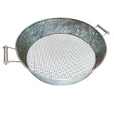 Round Galvanized Steel Compost Sifter with Wire Mesh Design Base Antique Silver