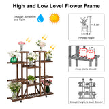 Wood Rolling 6 tier Plant Stand Shelf Balcony patio Shelves Rack  Detachable Wheels