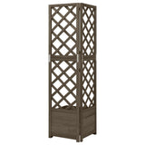 Corner Trellis Planter Gray 15.7"x15.7"x59" Solid Fir Wood