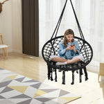 Comfortable And Safe Hanging Hammock Chair With Handwoven Macrame Cotton Backrest