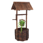 Outdoor Reinforced And Anti-corrosive Wooden Wishing Well Flowerpot Garden Decor