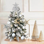 2ft Tabletop Artificial Mini Christmas Tree, Flocked Snow; Ornaments, Home & Office