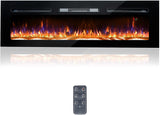 60" Electric Fireplace, Recessed & Wall Mounted with Bracket,Thin, Low Noise, Remote Control,Timer, Adjustable Flame Color, 1500W, Black