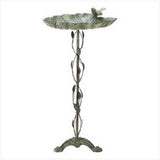 Verdigris Leaf rustic metal Birdbath